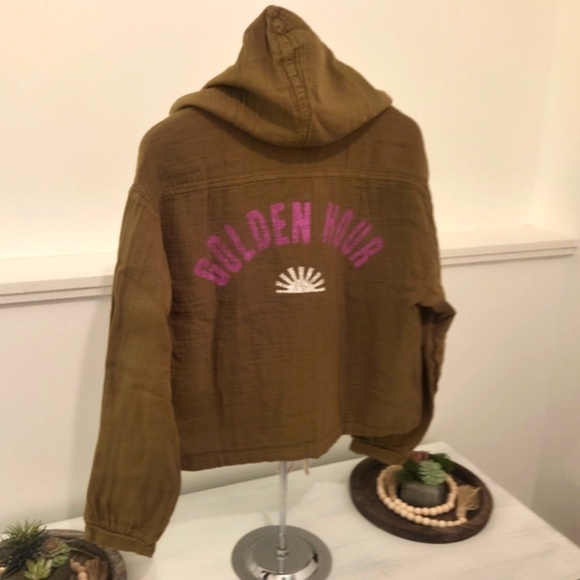 Sundry By Anthropologie Olive Green "Golden Hour" Utility Shacket Soft!! - Picture 4 of 8